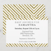 Goud Zwart-wit Stripes Baby shower Kaart (Voorkant / Achterkant)