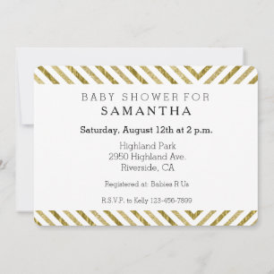 Goud Zwart-wit Stripes Baby shower Kaart