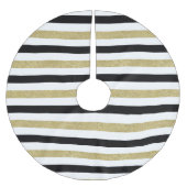 Goud Zwart Wit Stripes Kerstmis Kerstboom Rok (Voorkant)
