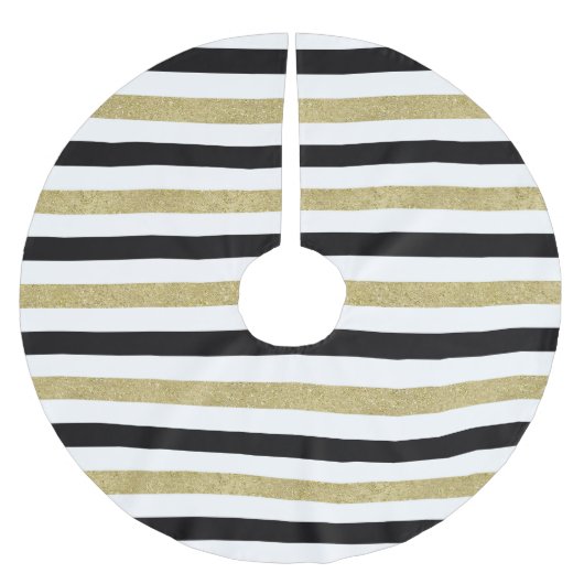 Goud Zwart Wit Stripes Kerstmis Kerstboom Rok (Voorkant)