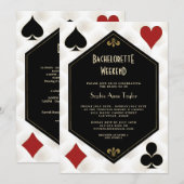 Goud Zwart Wit Vegas Casino vrijgezellenweekend Kaart (Voorkant / Achterkant)