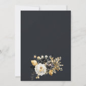 Goud Zwart Witte Bloemen Bruidsdouche Kaart (Achterkant)