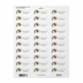 Goud Zwart Witte Bloemen Bruiloft Etiket (Full Sheet)