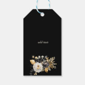 Goud Zwart Witte Bloemen Cadeaulabel (Achterkant)