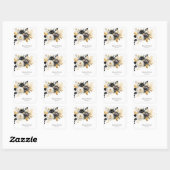 Goud Zwart Witte Bloemen Vierkante Sticker (Vel)