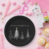 Goud, zwart, witte, moderne kerstboomsterren papieren bordje (Feest)