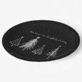 Goud, zwart, witte, moderne kerstboomsterren papieren bordje (Gekanteld)