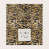 Goud Zwart Zebra Print Glitter Dank u Kaart (Buitenkant ongevouwen)