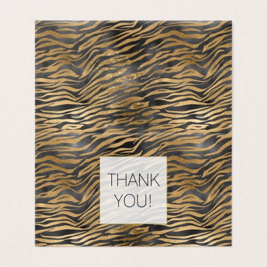 Goud Zwart Zebra Print Glitter Dank u Kaart (Buitenkant ongevouwen)