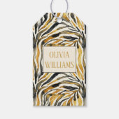 Goud Zwart Zebraprint Patroon Cadeaulabel (Voorkant)