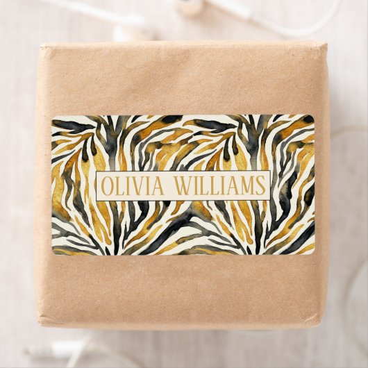 Goud Zwart Zebraprint Patroon Etiket (Insitu)