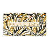 Goud Zwart Zebraprint Patroon Etiket (Voorkant)