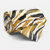 Goud Zwart Zebraprint Patroon Stropdas (Opgerold)