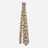 Goud Zwart Zebraprint Patroon Stropdas (Achterkant)