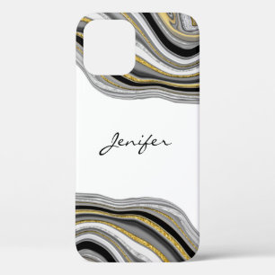 Goud zwart zilveragaat vloeibare marmer-Hoesje-Mat Case-Mate iPhone Case