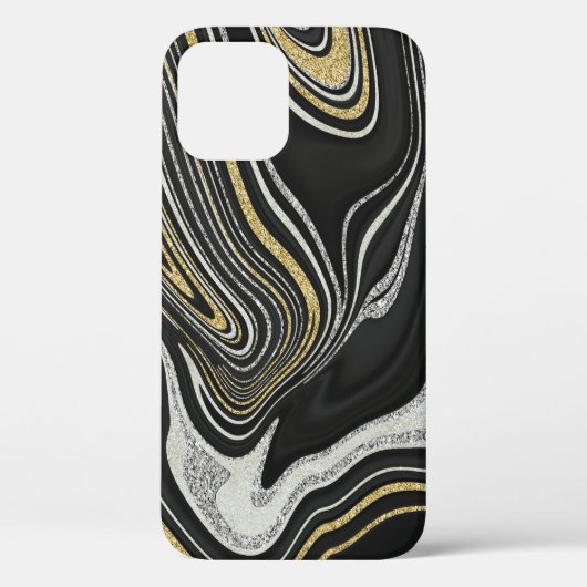 Goud zwart zilvervormig marmer Case-Mate iPhone case (Achterkant)