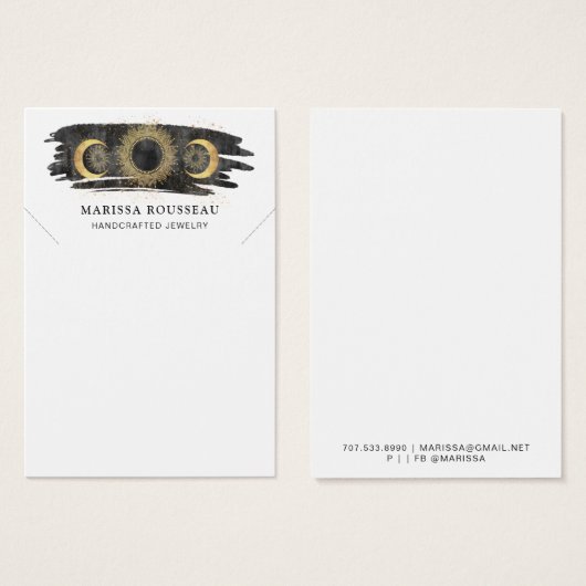 Goud Zwart Zon Maan Star Ketting Display Kaart (Voorkant /achterkant)