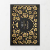 Goud Zwart Zwaard Schild Middeleeuwse Fantasy Wedd Drieluik Uitnodiging (Cover)