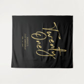 Goud & Zwarte 21e Verjaardagsfeest Achtergrond Tap Wandkleed (Voorkant (horizontaal))