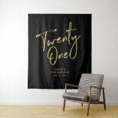 Goud & Zwarte 21e Verjaardagsfeest Achtergrond Tap Wandkleed (In situ)