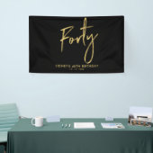 Goud & Zwarte 40e Verjaardagsfeest Welkom Banner (Beurs)