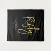 Goud & Zwarte 50e Verjaardagsfeest Achtergrond Tap Wandkleed (Voorkant (horizontaal))