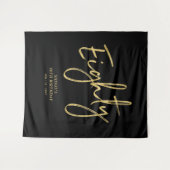 Goud & Zwarte 80ste Verjaardagsfeest Achtergrond T Wandkleed (Voorkant (horizontaal))