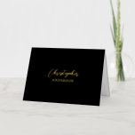Goud & Zwarte Aangepaste Tekst / Uw Naam Briefpapi Folie Wenskaart<br><div class="desc">Dit aangepaste kaartontwerp bevat een echte folie-tekst met zwarte achtergrond. U kunt de tekst personaliseren en de folie-stempel (goud of zilver) kiezen. Deze stijlvolle wenskaart kan worden gebruikt voor uw persoonlijke briefpapier of uw bedrijf. Meer ontwerpen zijn beschikbaar in mijn winkel BaraBomStudio.</div>