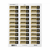 Goud & Zwarte Afstudeer Retouradres Labels (Full Sheet)