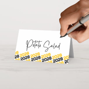 Goud & Zwarte Afstudeerklas Jaar Vouwbare Eet- of Plaatskaartje