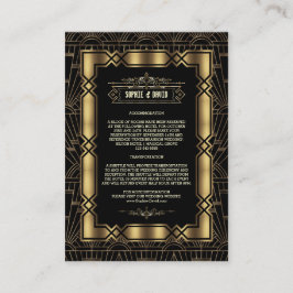 Goud Zwarte Art Deco Gatsby Bruiloft Details uit d Informatiekaartje