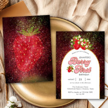 Goud Zwarte Bes 1e Verjaardag Aardbei Glitter
