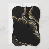 Goud & zwarte bloemen botanische bruiloft kaart (Achterkant)