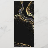 Goud & Zwarte Bloemen Bruiloft Menu (Achterkant)