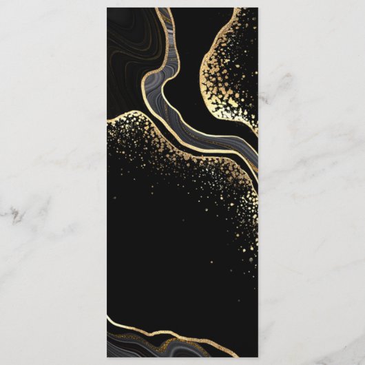 Goud & Zwarte Bloemen Bruiloft Menu (Achterkant)