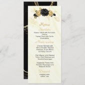 Goud & Zwarte Bloemen Bruiloft Menu (Voorkant / Achterkant)