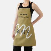 Goud Zwarte Chef Monogram Moderne Naam Schort (Insitu)