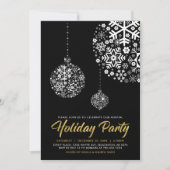 Goud & Zwarte Chic Kerstfeest Uitnodiging (Voorkant)