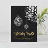 Goud & Zwarte Chic Kerstfeest Uitnodiging (Staand voorkant)