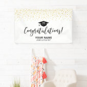 Goud & Zwarte Confetti Felicitaties Afstuderen Spandoek (Insitu)