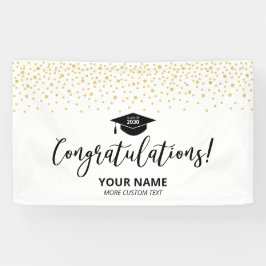 Goud & Zwarte Confetti Felicitaties Afstuderen Spandoek