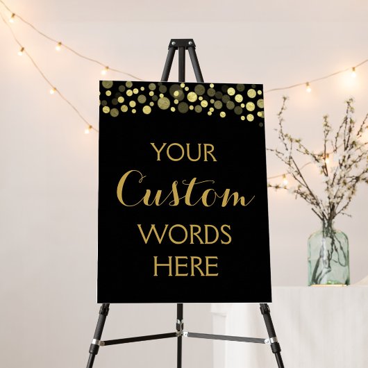 Goud & zwarte confetti maak je eigen bord poster