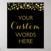 Goud & zwarte confetti maak je eigen bord poster (Voorkant)