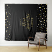 Goud & Zwarte Confetti Pensioenfeest Backdrop Wandkleed (In Situ (horizontaal))