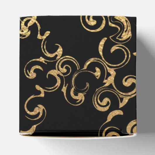 Goud & Zwarte Draaikolk Gotische Bruiloft Bedankdoosjes (Bovenkant)