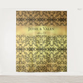 Goud & Zwarte Draaikolk Gotische Bruiloft Wandkleed (Voorkant)