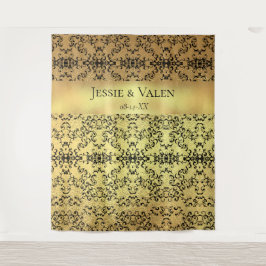 Goud & Zwarte Draaikolk Gotische Bruiloft Wandkleed