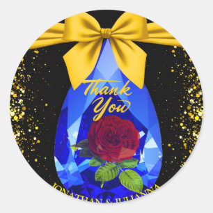 Goud & Zwarte Edelsteen Diamanten Roos Chic Dank J Ronde Sticker