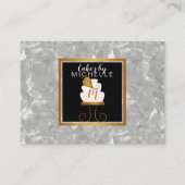 Goud/zwarte elegant visitekaartje van witte cake (Voorkant)
