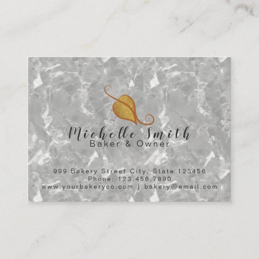 Goud/zwarte elegant visitekaartje van witte cake (Achterkant)